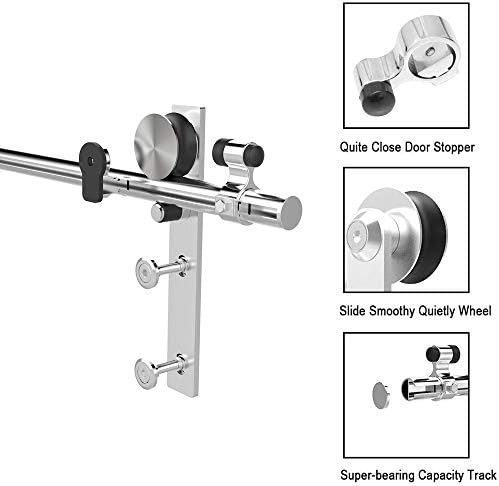 TSMST 6FT Sliding Barn Door Hardware Kit, Stainless Steel Heavy Duty Sturdy - Image 3