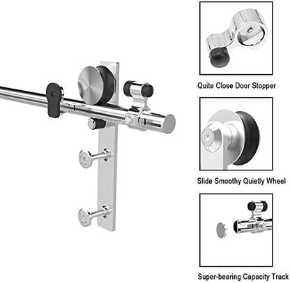 TSMST 6FT Sliding Barn Door Hardware Kit, Stainless Steel Heavy Duty Sturdy - Image 3