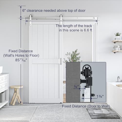 SMARTSTANDARD 38" x 84" White Sliding Barn Door - Image 3