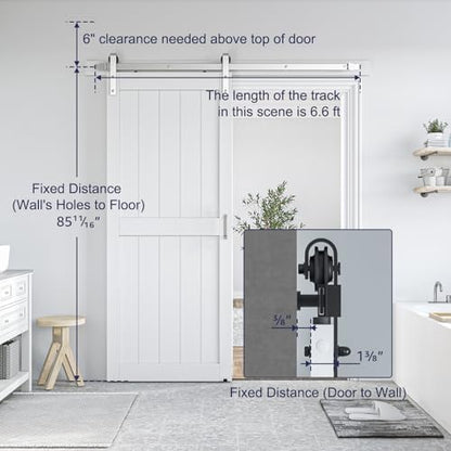 SMARTSTANDARD 38" x 84" White Sliding Barn Door - Image 3