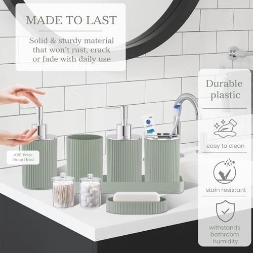 Sage Green Bathroom Decor Set Complete - Image 3