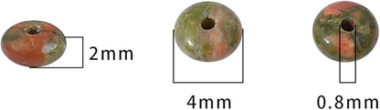 Natural Unakite Disk Stone Beads 4x2mm 160pcs Rondelle Loose Semi Gemstone Beads for Jewelry Making Design