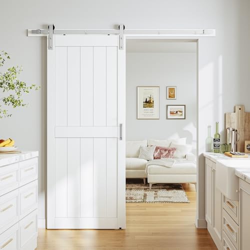 SMARTSTANDARD 38" x 84" White Sliding Barn Door - Image 2