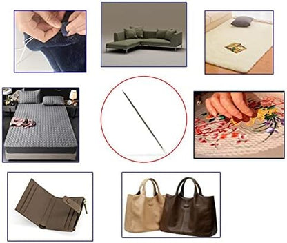 4“ Upholstery Large Eye Long Needle Apply to Home or Work Hand Sewing Tapestry Embroidery (4 inchX2 + Leather)