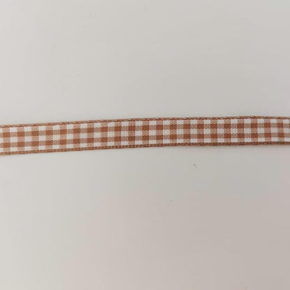 Micomon Khaki and White Woven Edge Plaid Ribbon 100% Polyester Gingham Ribbon 25 Yards Each Roll (3/8"Khaki)