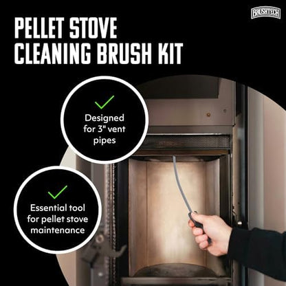 Brushtech Pellet Stove Cleaning Brush Kit, 3 inch Vent Pipe, 10 ft Rod - Image 2