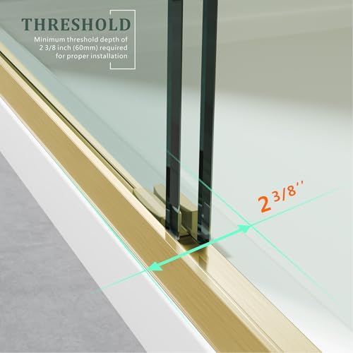 Brushed Gold Glass Shower Door, 45~48" W x 72" H Semi-Frameless Glass Door - Image 3