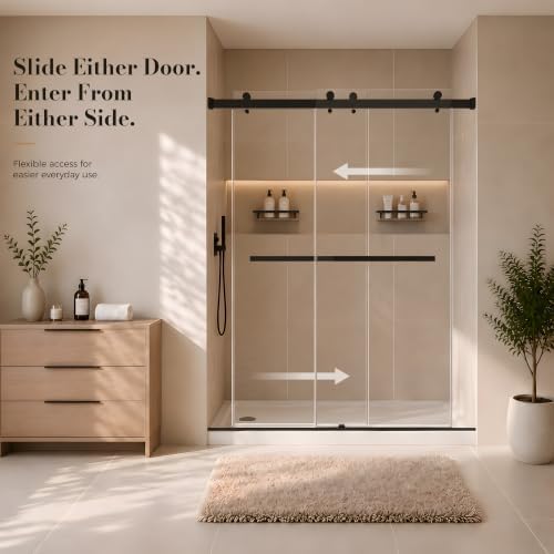 Frameless Stainless Steel Sliding Shower Door, 56-60" W x 76" H - Image 4