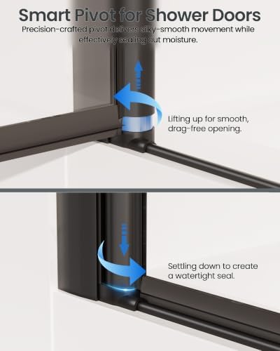Frameless Pivot Shower Door, Matte Black - Image 4