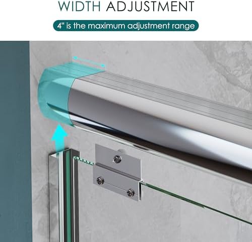 ELEGANT Double Sliding Shower Door 56-60" W x 72" H, Semi-Frameless Bypass - Image 4