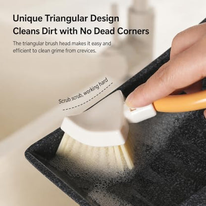 Foldable Triangle Cleaning Brush, 1 Pack Short Handle Crevice Scrub Brush - Image 3