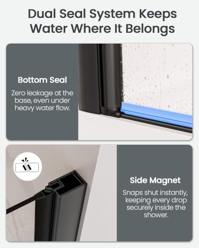 Frameless Pivot Shower Door, Matte Black - Image 5