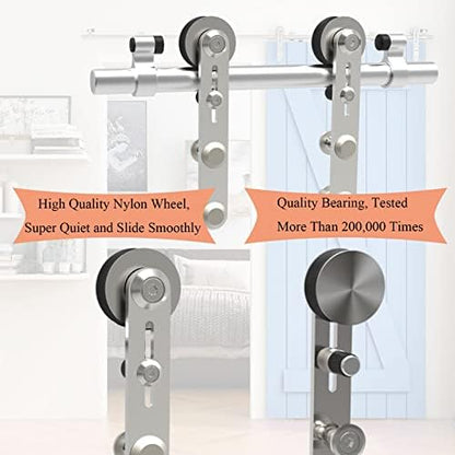 TSMST 8FT Sliding Barn Door Hardware Kit, Stainless Steel Heavy Duty Sturdy - Image 4