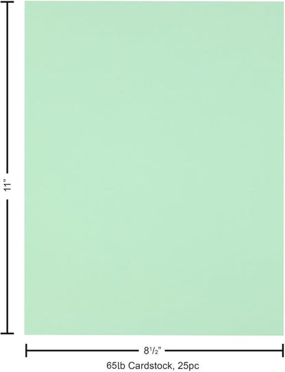 PA Paper Accents Stash Builder Cardstock 8.5" x 11" Tranquil, 65lb colored cardstock paper for card making, scrapbooking, printing, quilling and crafts, 25 piece pack