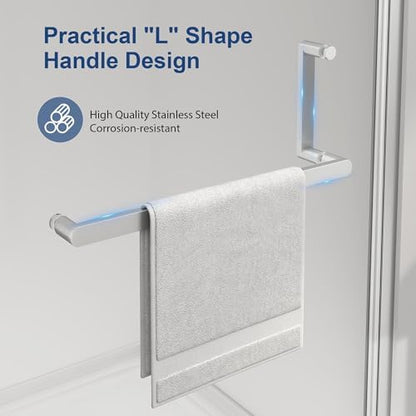 KPUY Frameless Pivot Shower Door 30-32" W x 72" H, Brushed Nickel - Image 6