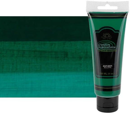 Creative Inspirations Acrylic Paint - Deep Green - 120 mL Tube - Smooth & Creamy Consistency, Vibrant Pigmentation, Great Coverage for Artists - Clean Up with Soap & Water