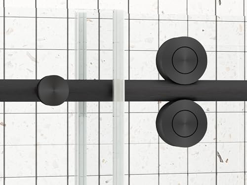 Sunrosa Frameless Sliding Shower Door 44-48" W x 76" H, Matte Black - Image 2
