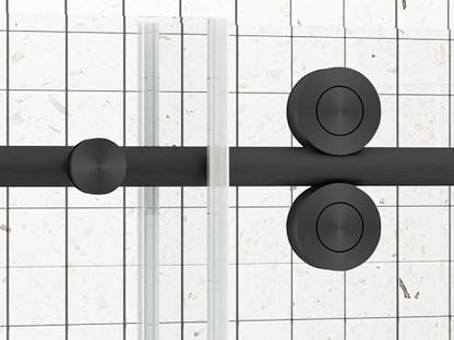 Sunrosa Frameless Sliding Shower Door 44-48" W x 76" H, Matte Black - Image 2