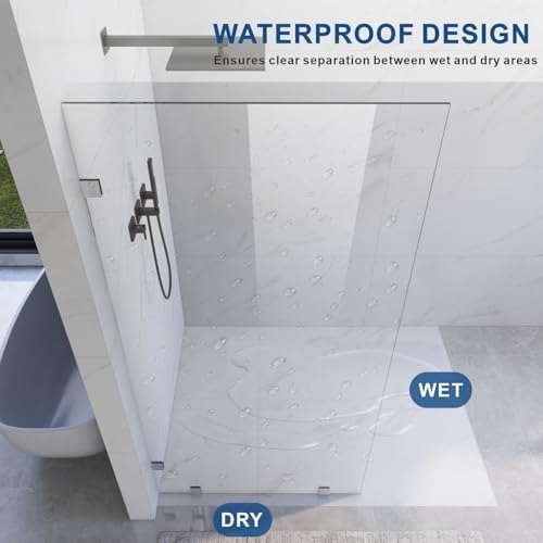 33" W x 80" H Frameless Fixed Shower Glass Panel - Image 6