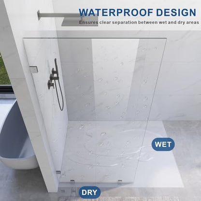 33" W x 80" H Frameless Fixed Shower Glass Panel - Image 6