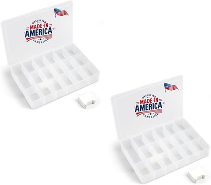 2PACK Embroidery Floss Organizer Box with 50 Cardboard Bobbins - 17 Compartments Clear embroidery thread and Beads organizer box, Snap-Tight Clear Sewing Organizer - Jewelry Bead Holder (Made in USA)