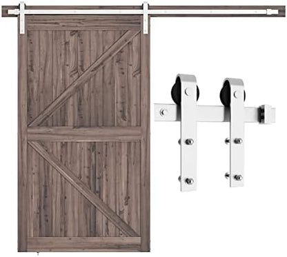 SMARTSTANDARD 8 Feet Brushed Nickel Barn Hardware Kit, Fit 42-48" W Door by SMARTSTANDARD