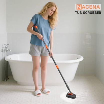nacena Shower Scrubber with Long Handle, 3 in 1 Tile Tub Scrubber Brush with 3 - Image 7
