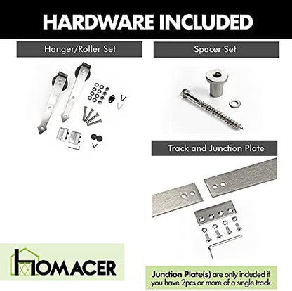 Homacer Brushed Nickel Non-Bypass Sliding Barn Door Hardware Kit, - Image 3
