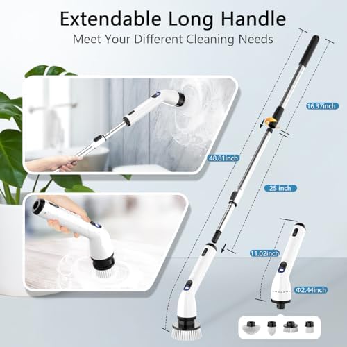 TUYU Electric Spin Scrubber, 8 Replaceable Brush Heads - Image 4