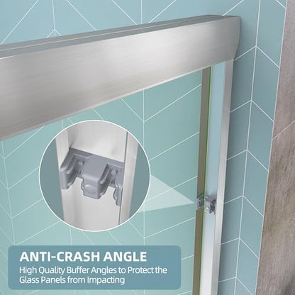 GETPRO Semi-Frameless Shower Door Double Sliding 62-66 in. W x 72 in. H Bypasss - Image 3