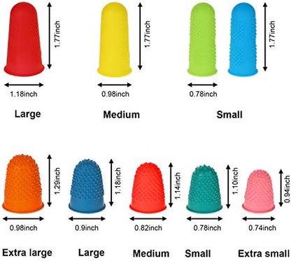 32 Pieces Rubber Finger Pads Tips Silicone Hot Finger Protectors Thimble Office Cover with Assorted Sizes for Counting Collating Sorting Task Hot Glue Sewing Office Supplies