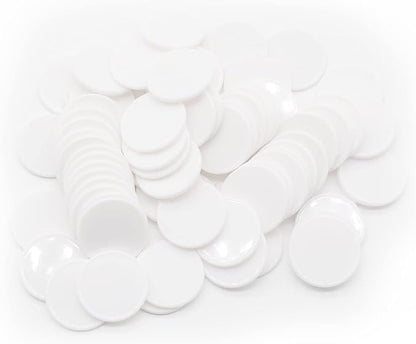 Set of 100 Opaque Plastic Learning Counters Mini Poker Chips Game Tokens with Storage Box (White, 1 Inch)