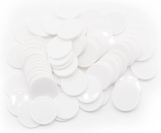 Set of 100 Opaque Plastic Learning Counters Mini Poker Chips Game Tokens with Storage Box (White, 1 Inch)