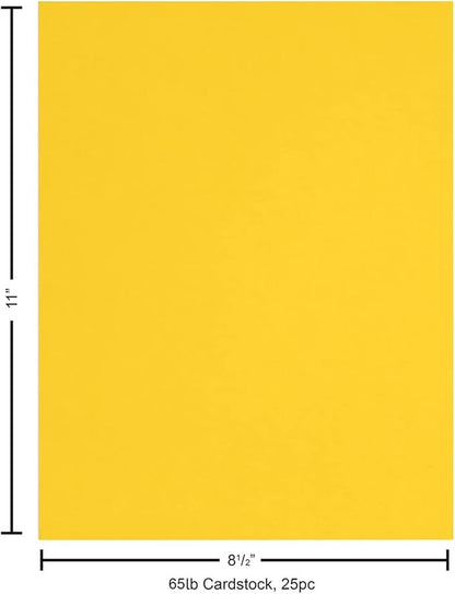PA Paper Accents Stash Builder Cardstock 8.5" x 11" Raincoat Yellow, 65lb colored cardstock paper for card making, scrapbooking, printing, quilling and crafts, 25 piece pack
