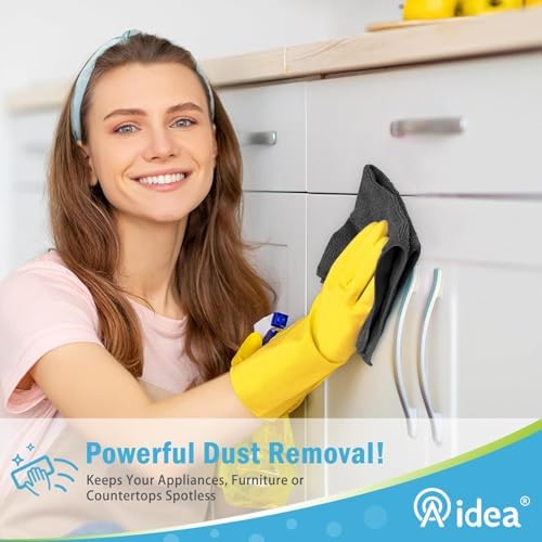 AIDEA Black Microfiber Cleaning Cloth-8PK, Cleaning Rags 12"x 16" Reusable - Image 4