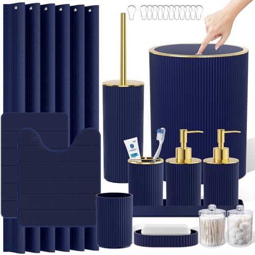 Navy Blue Bathroom Accessories Set by LetUsMakeHomeYourFavoriteDestination