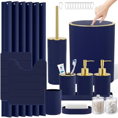 Navy Blue Bathroom Accessories Set by LetUsMakeHomeYourFavoriteDestination