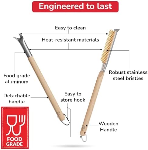 Senwosa Pizza Oven Brush with Scraper, Pizza Turner Fork Set - Image 4