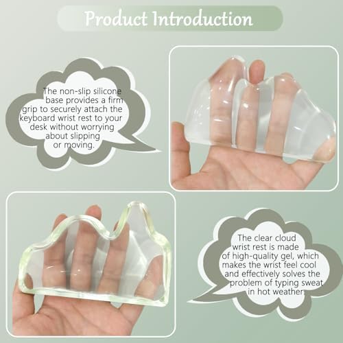 Gel Mountain Keyboard and Mouse Wrist Rest Set Abstract Clear Green Keyboard - Image 5