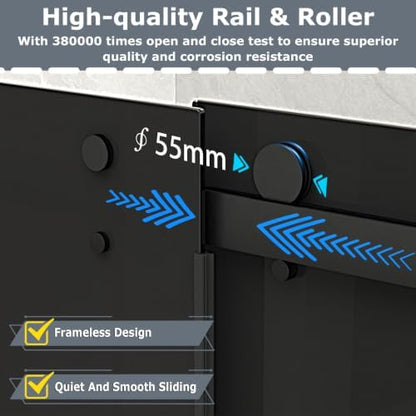 Frameless Double Sliding Shower Door 55-60" W x 76" H Euro Gray - Image 6