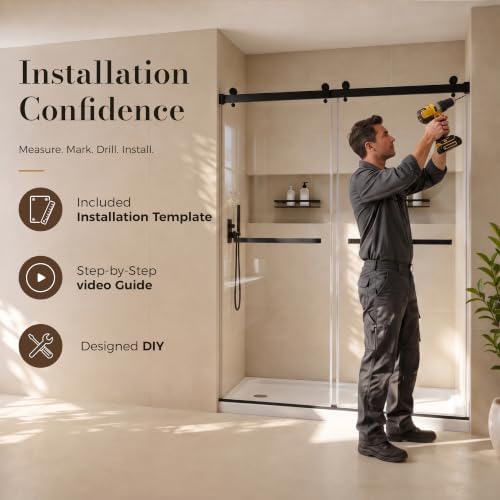 Frameless Stainless Steel Sliding Shower Door, 56-60" W x 76" H - Image 5