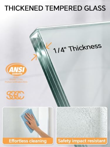 Frameless Bathtub Shower Door 56-60" W x 57" H, Brushed Gold - Image 3