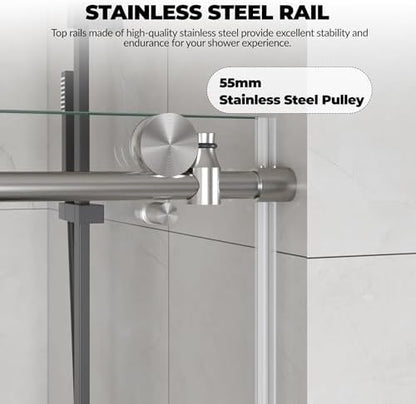 Frameless Sliding Shower Door 56–60 inch W x 76 inch H, Sliding Shower Door - Image 3