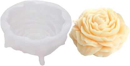 3.5 Inch Peony Silicone Mold, Flower Candle Molds, Soap Soy Wax DIY Handcraft Accessory, Epoxy Resin Mold for Party Home Wedding Decoration