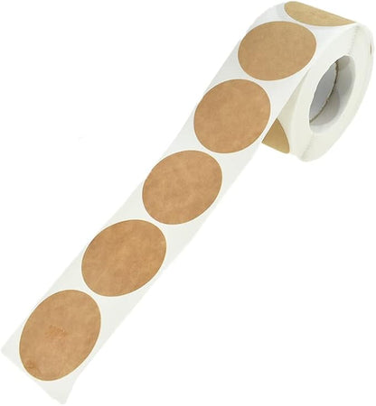 HAHIYO 1.5-Inch 500Pcs Natural Brown Kraft Round Label - Blank Adhesive Sticker to Write On for Jar, Canning, Price Tag, Store Organizing
