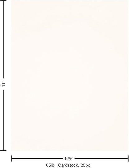 PA Paper Accents Stash Builder Textured Cardstock 8.5" x 11" Snow White, 65lb Colored cardstock Paper for Card Making, Scrapbooking, Printing, Quilling and Crafts, 25 Piece Pack