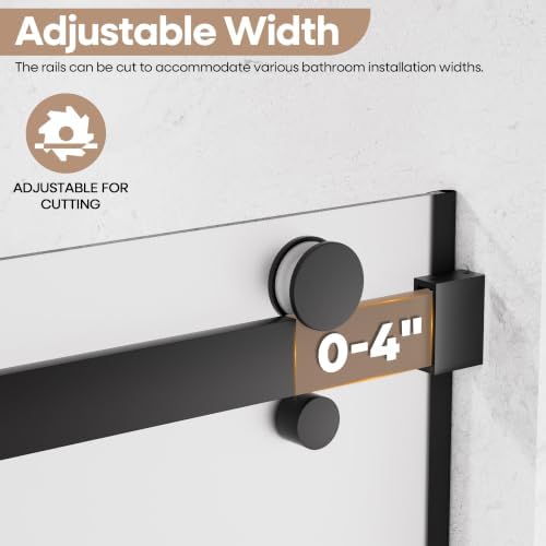 Frosted Bathtub Shower Door 56-60" W x 57" H, Matte Black - Image 4