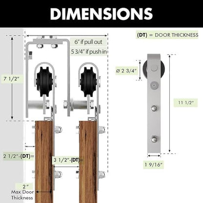 Homacer Brushed Nickel Double Track U-Shape Bypass Sliding Barn Door Hardware - Image 6