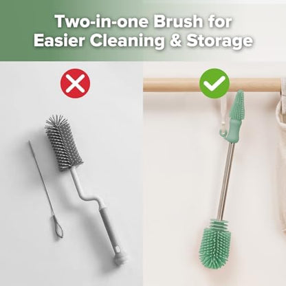 Haakaa Silicone Cleaning Brush for Baby Bottles & Crevices, Pea Green - Image 6