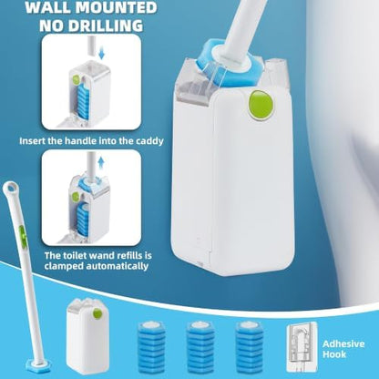 Disposable Toilet Brush and Holder Set, 24 Toilet Wand Refills - Image 4